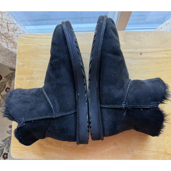 UGG Womens Mini Bailey Button II Black Winter Boots Comfy warm Sz-9 - Picture 2 of 9